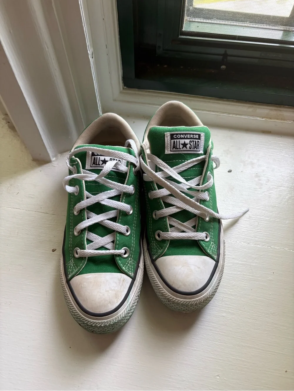 Converse Kids Low Top Canvas Sneakers - Kelly Green with White Trim